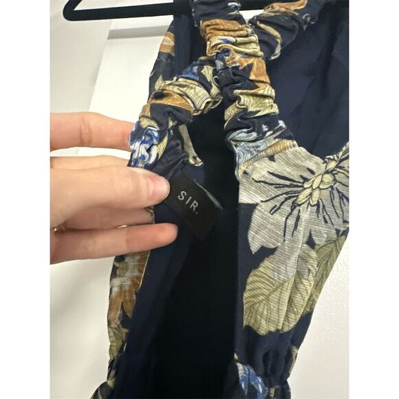 SIR. Lilian Floral Cross Back Maxi Dress Blue V-Neck Size S Formal - Picture 4 of 5